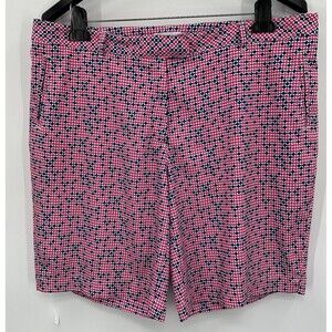 Lady Haygen Golf Shorts 16 Women's Pink Blue Geometric Print 9.5" Bermuda